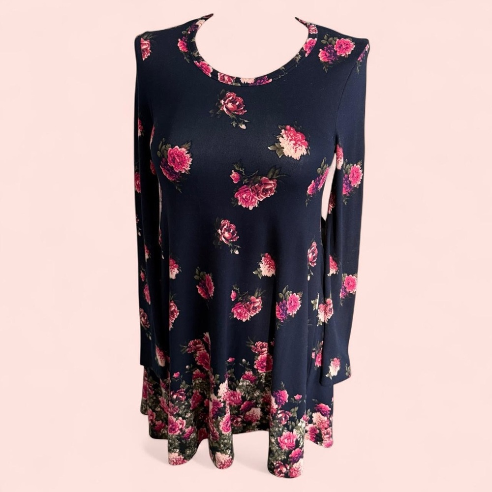 J for Justify Medium Navy and Pink Floral Dress